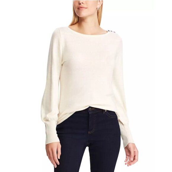 Chaps NWT Cream Lightweight Button Shoulder Sweater Sz XL - Picture 1 of 11
